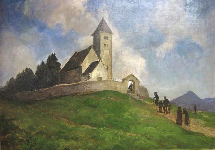 Rudolf Koller Die Kirche St. Remigius in Falera oil painting image